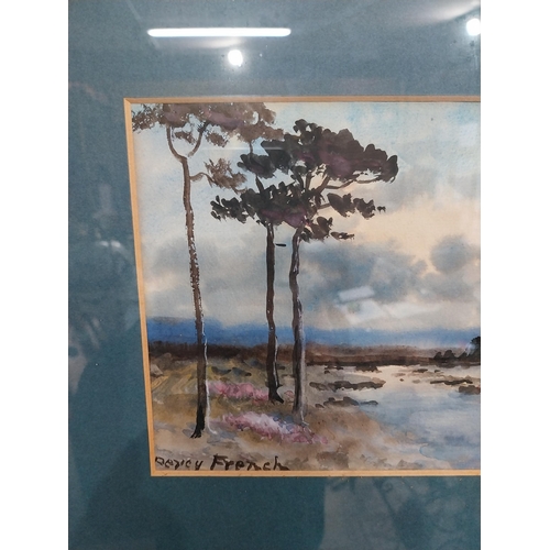 487 - Percy French bog land water colour {Frame: 40cm H x 43cm W Picture: 17cm H x 22cm W}