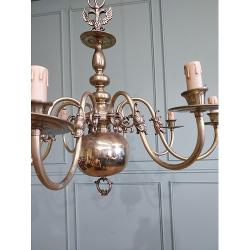 495A - Edwardian brass chandelier {93cm H x 80cm W}