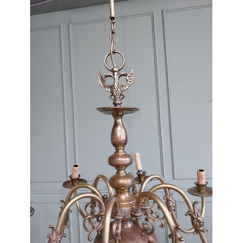 495A - Edwardian brass chandelier {93cm H x 80cm W}