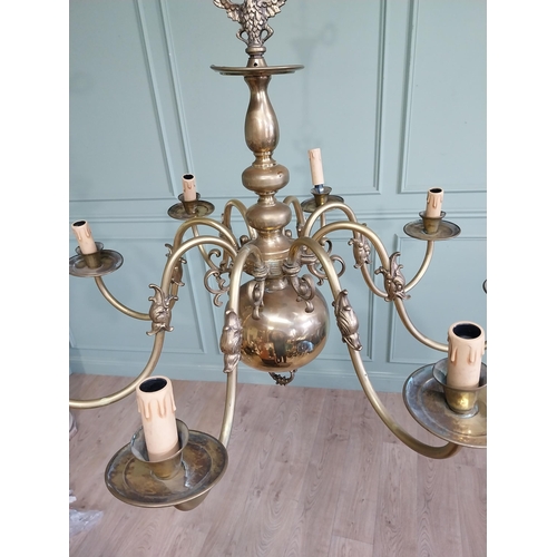 495A - Edwardian brass chandelier {93cm H x 80cm W}