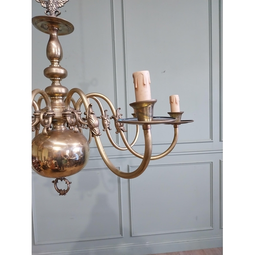 495A - Edwardian brass chandelier {93cm H x 80cm W}