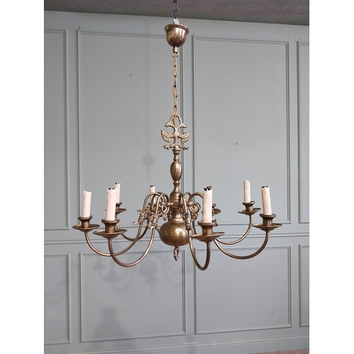 825 - Edwardian brass chandelier {91cm H x 74cm W}