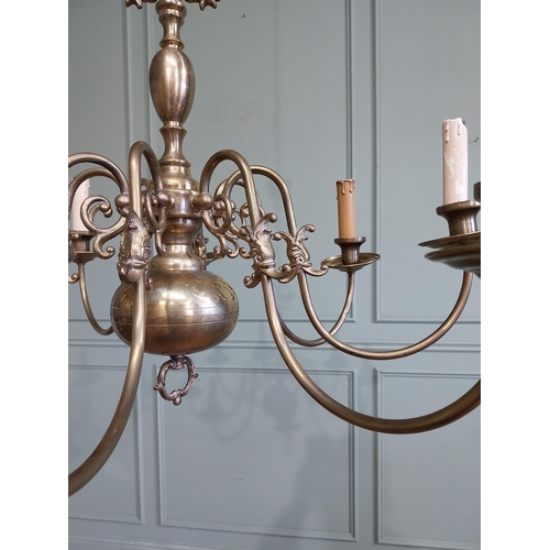 825 - Edwardian brass chandelier {91cm H x 74cm W}