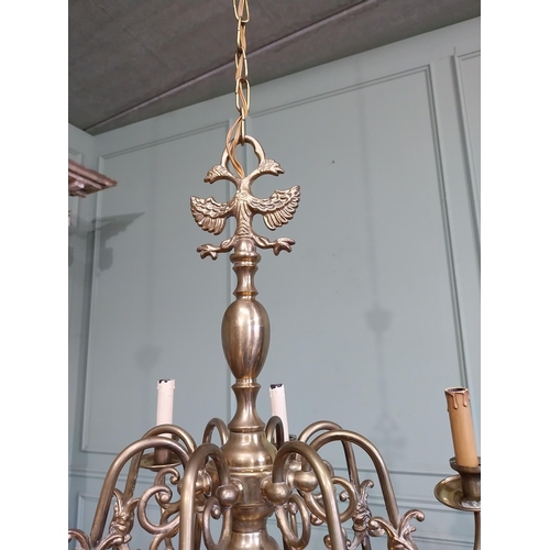 825 - Edwardian brass chandelier {91cm H x 74cm W}