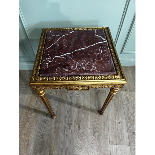 40a - French giltwood lamp table with marble top {71cm H x 59cm W x 54cm D}