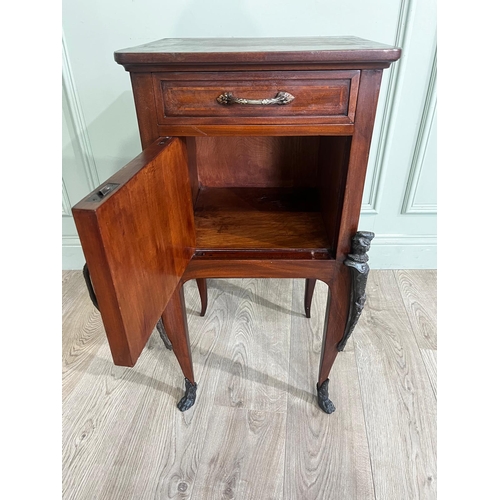 50a - French mahogany bedside locker {80cm H x 43cm W x 38cm D}