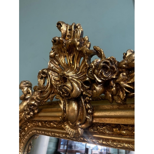 778 - Decorative French giltwood wall mirror in the Victorian style {160cm H x 82cm W}