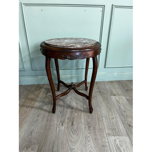 779 - French mahogany lamp table with a marble top in the Victorian style {72cm H x 60cm W}