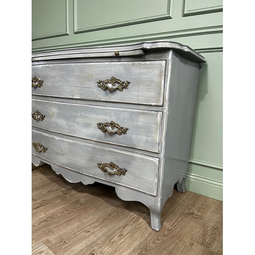 120a - French painted pine chest with a inverted break front over a brushing slide and three long drawer, i... 