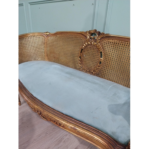 320a - Neat French giltwood bergere framed window seat with squab cushion, in the Victorian style. { 81cm H... 