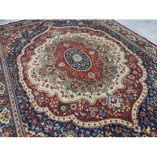 360a - Decorative Persian carpet square. { 350cm L X 245cm W }.