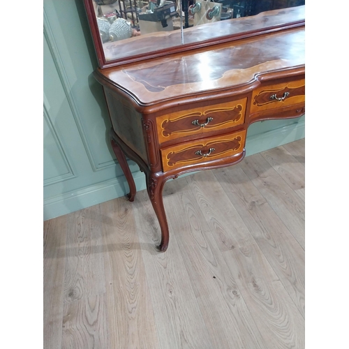 420a - French kingwood dressing table, the mirrored back above one long drawer flanked by four short drawer... 