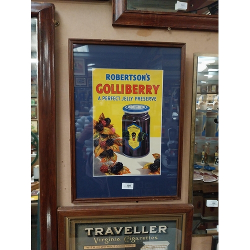 100 - Robinson's Golliberry framed advertising showcard. {52 cm H x 37 cm W}.