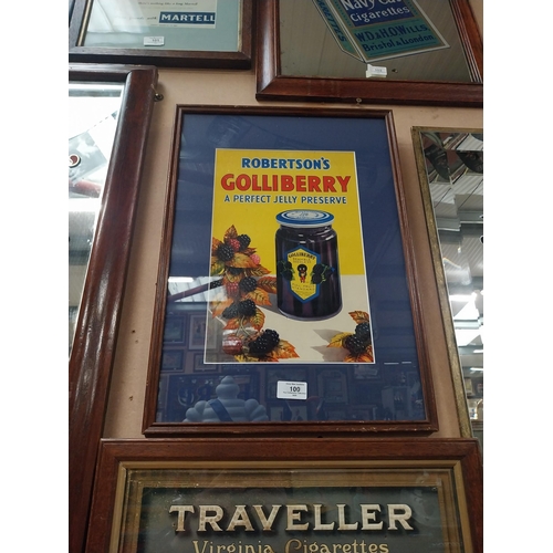 100 - Robinson's Golliberry framed advertising showcard. {52 cm H x 37 cm W}.