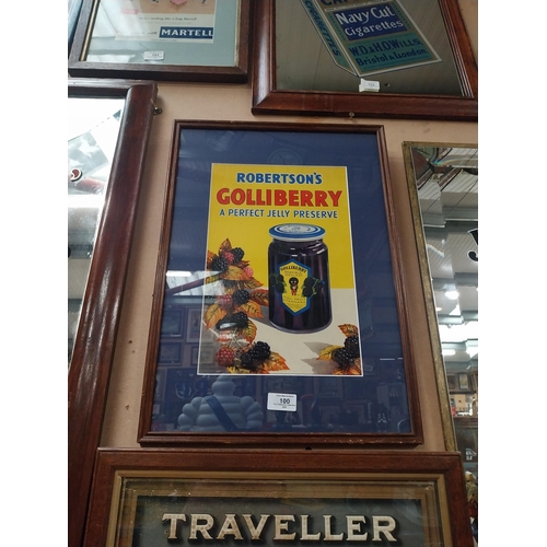 100 - Robinson's Golliberry framed advertising showcard. {52 cm H x 37 cm W}.