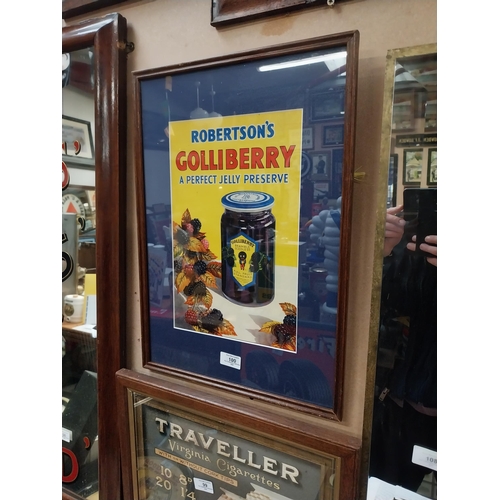 100 - Robinson's Golliberry framed advertising showcard. {52 cm H x 37 cm W}.