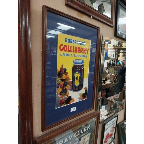 100 - Robinson's Golliberry framed advertising showcard. {52 cm H x 37 cm W}.