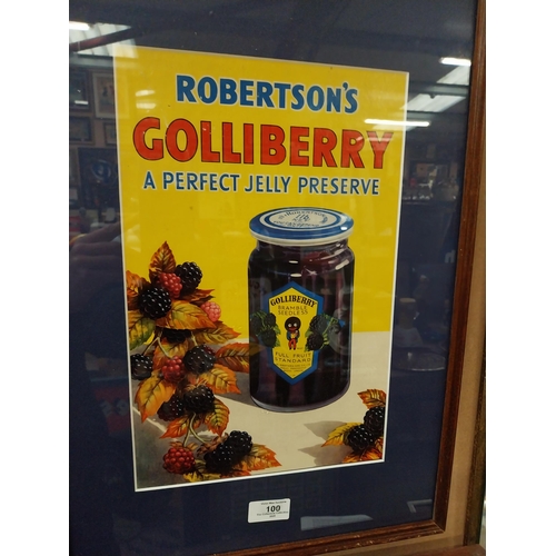 100 - Robinson's Golliberry framed advertising showcard. {52 cm H x 37 cm W}.