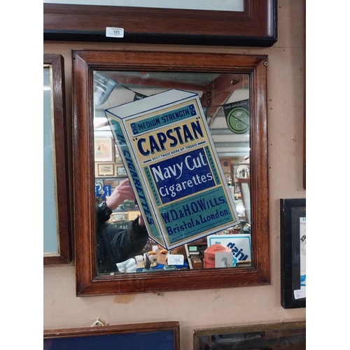 102 - Early 20th C. Capstan Navy Cut advertising mirror mounted in oak frame. {58 cm H x 46 cm W}.