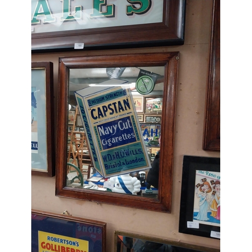 102 - Early 20th C. Capstan Navy Cut advertising mirror mounted in oak frame. {58 cm H x 46 cm W}.