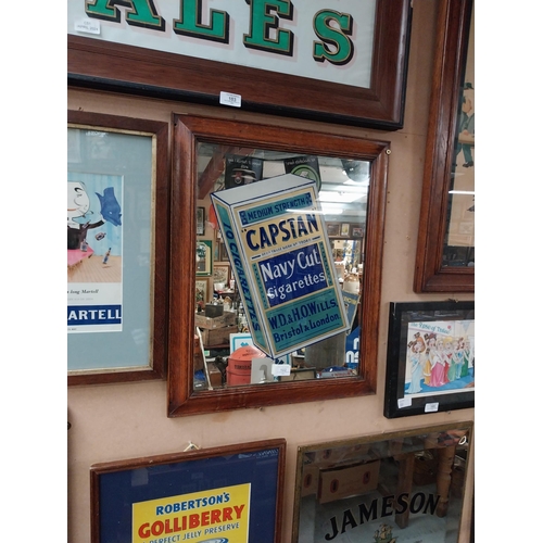 102 - Early 20th C. Capstan Navy Cut advertising mirror mounted in oak frame. {58 cm H x 46 cm W}.