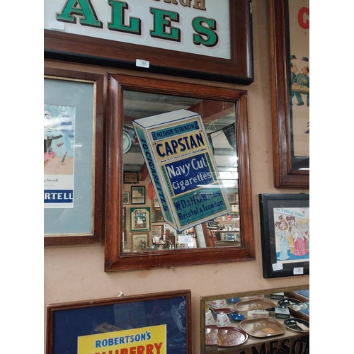 102 - Early 20th C. Capstan Navy Cut advertising mirror mounted in oak frame. {58 cm H x 46 cm W}.