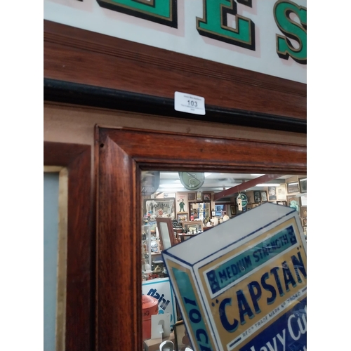 102 - Early 20th C. Capstan Navy Cut advertising mirror mounted in oak frame. {58 cm H x 46 cm W}.