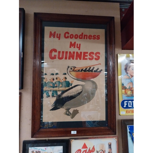 104 - Rare original My Goodness My Guinness Gilroy print in oak frame. {94 cm H x  64 cm W}