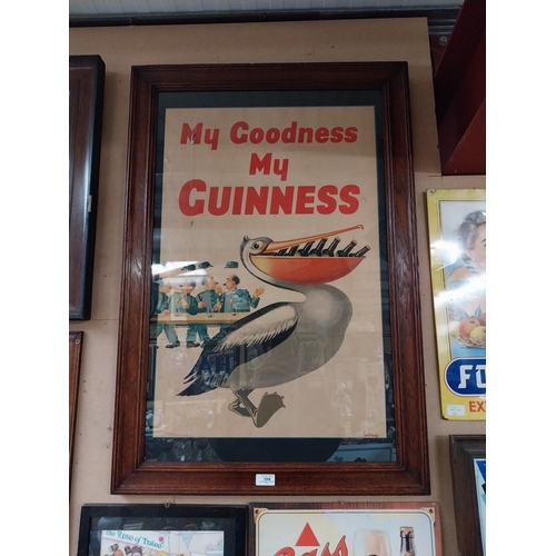 104 - Rare original My Goodness My Guinness Gilroy print in oak frame. {94 cm H x  64 cm W}