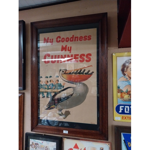 104 - Rare original My Goodness My Guinness Gilroy print in oak frame. {94 cm H x  64 cm W}