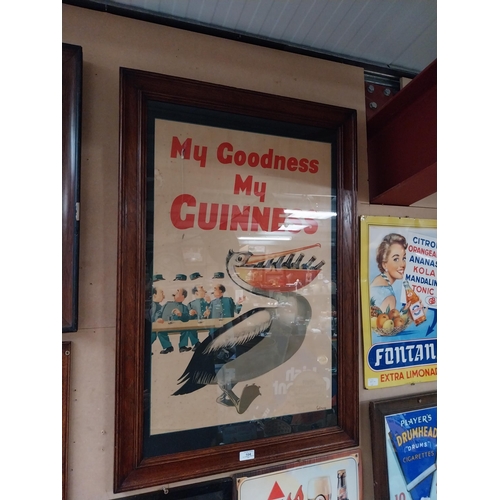 104 - Rare original My Goodness My Guinness Gilroy print in oak frame. {94 cm H x  64 cm W}