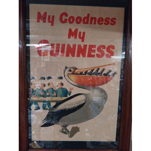 104 - Rare original My Goodness My Guinness Gilroy print in oak frame. {94 cm H x  64 cm W}