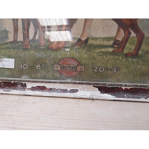 1052 - Will's Gold Flake Cigarettes framed advertising showcard. {55 cm H x 44 cm W}.