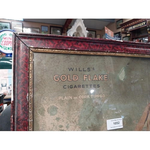 1052 - Will's Gold Flake Cigarettes framed advertising showcard. {55 cm H x 44 cm W}.