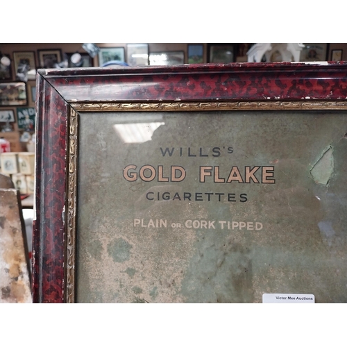 1052 - Will's Gold Flake Cigarettes framed advertising showcard. {55 cm H x 44 cm W}.