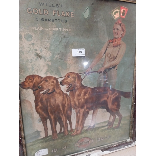 1052 - Will's Gold Flake Cigarettes framed advertising showcard. {55 cm H x 44 cm W}.