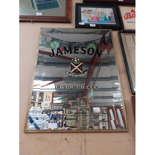 108 - Jameson Triple Distilled Irish Whiskey framed advertising mirror. {63 cm H x 48 cm W}