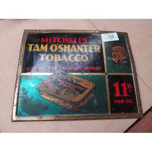 110 - Mitchell's Tam O' Shanter Tobacco tin plate advertising sign. {19cm H X 24cm W}.