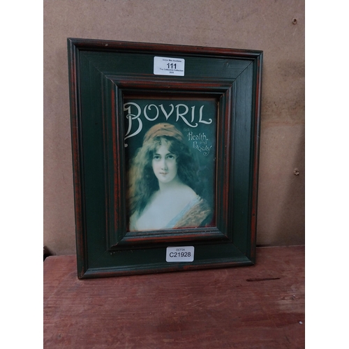 111 - Bovril and Andrew�s Liver Salts framed advertising prints. {29 cm H x 24 cm W}.