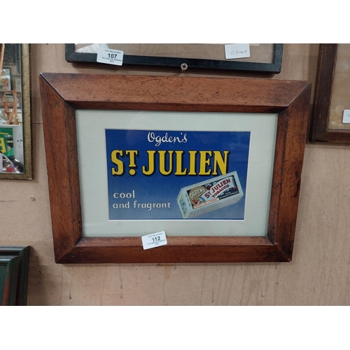 112 - Ogden's St. Julien - Cool and Fragrant framed advertising showcard {31 cm H x 39 cm W}.