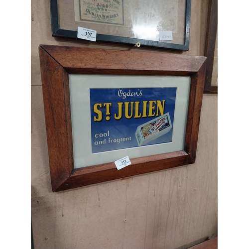 112 - Ogden's St. Julien - Cool and Fragrant framed advertising showcard {31 cm H x 39 cm W}.