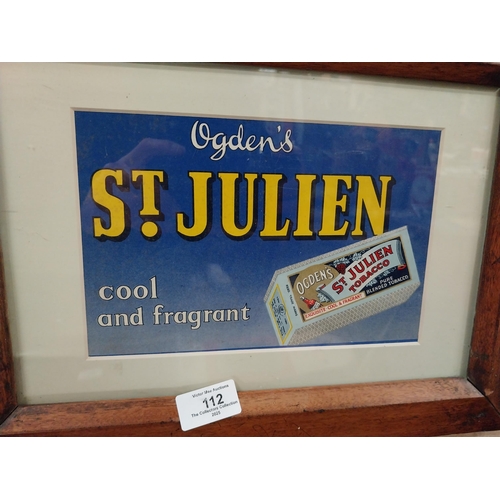 112 - Ogden's St. Julien - Cool and Fragrant framed advertising showcard {31 cm H x 39 cm W}.