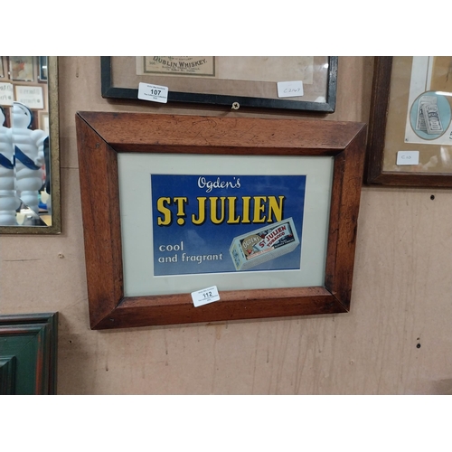 112 - Ogden's St. Julien - Cool and Fragrant framed advertising showcard {31 cm H x 39 cm W}.