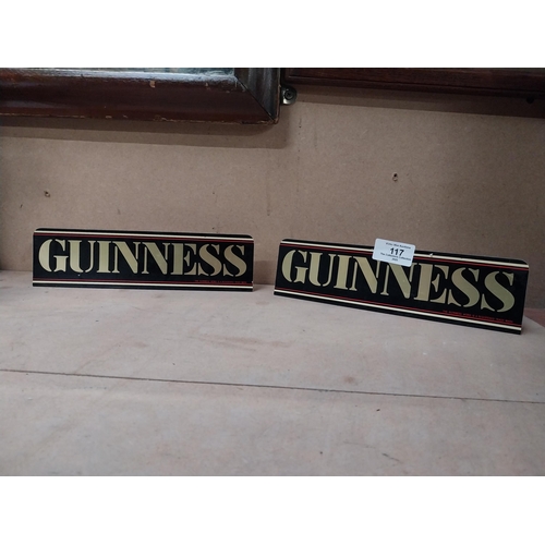 117 - Two Guinness perspex advertising shelf signs {6 cm H x 24 cm W}.