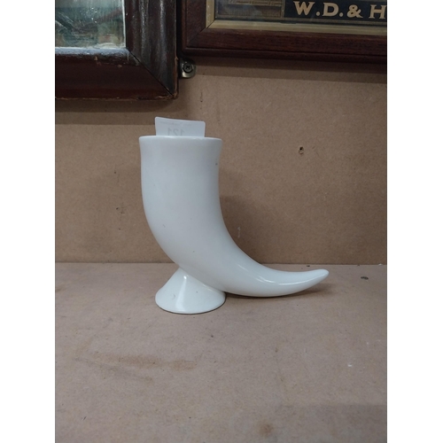 121 - Tuborg ceramic advertising drinking horn. {14 cm H x 17 cm W x 7 cm D}.