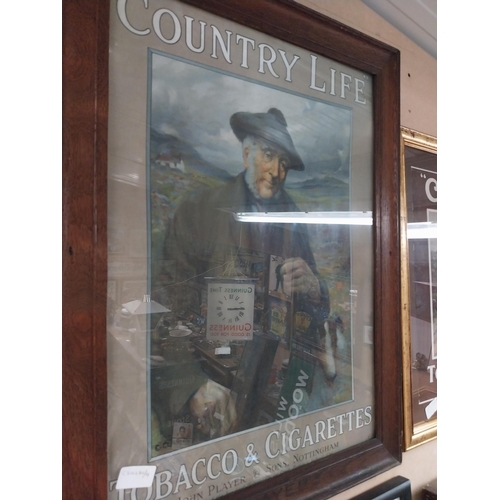 1228 - Framed Country Life Tobacco and Cigarettes showcard. {67 cm H x 49 cm W].