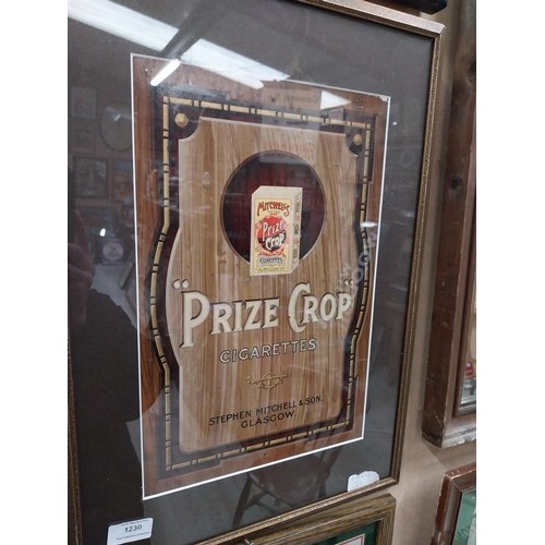 1230 - Mitchell's Prize Crop framed advertising showcard. {54 cm H x 37 cm W}