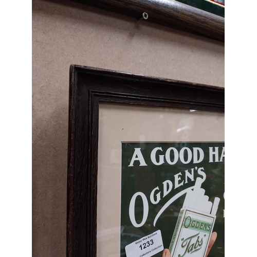 1233 - A Good Hand Ogden's Tabs framed advertising print {37cm H X 28cm W}.