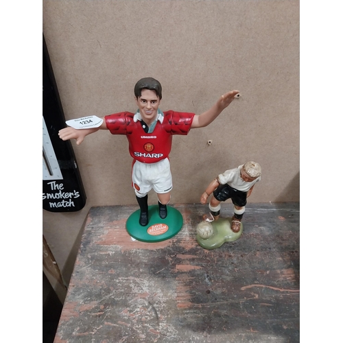 1234 - David Beckham Ruberoid figure {26 cm H x 19 cm Dia.} and another ceramic football figure {15 cm H x ... 