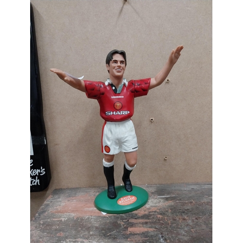 1234 - David Beckham Ruberoid figure {26 cm H x 19 cm Dia.} and another ceramic football figure {15 cm H x ... 